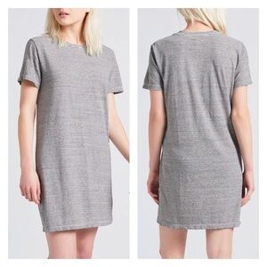 Current/Elliott The Beatnik Cotton Tee Dress in Racer Stripe Gray White L